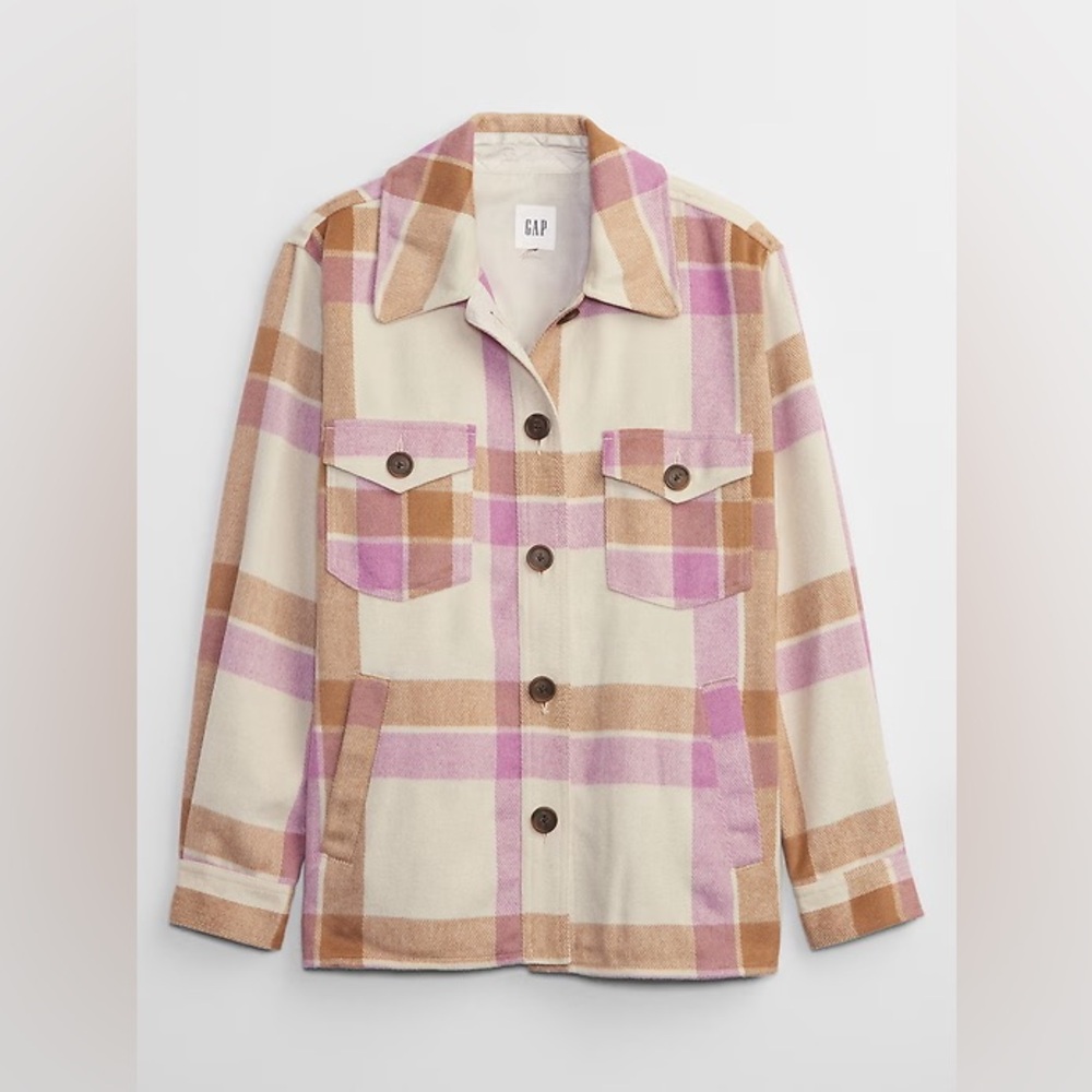 Gap Pink Plaid Shacket - image 1